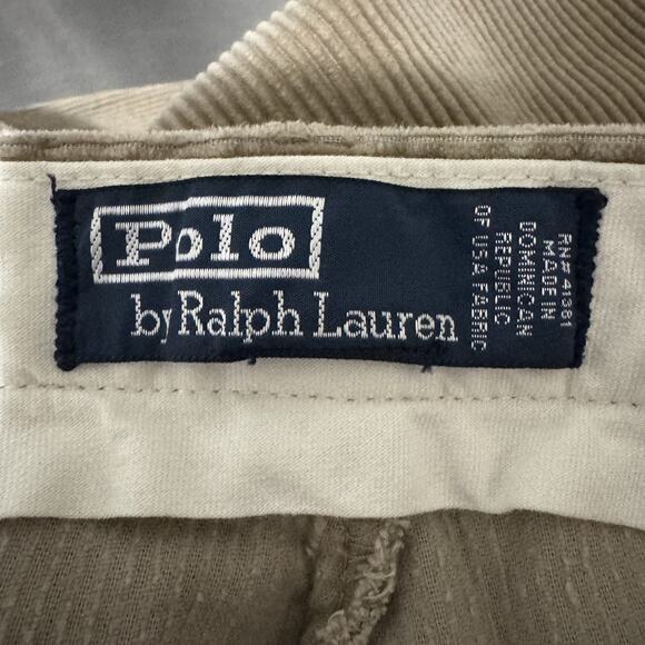 Polo Ralph Lauren Pants Mens 36*32 Brown Corduroy Pleated Chino Classic Preppy - Picture 8 of 11